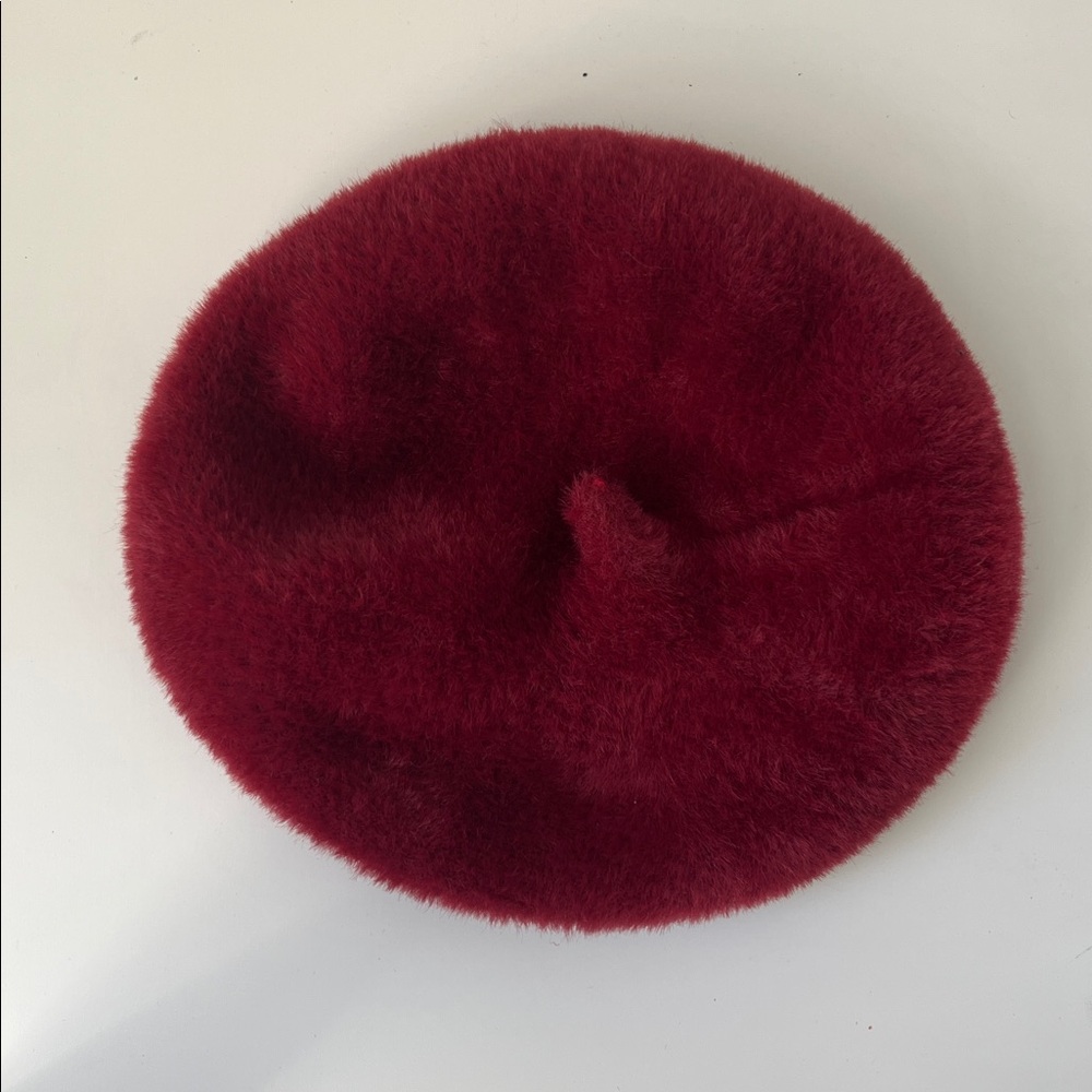 Wine Red Fuzzy French Beret